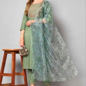 3 piece silk blend salwar/kurta set with organza dupatta/shawl